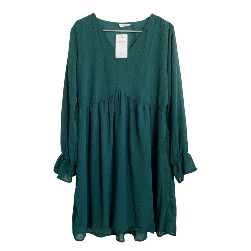 Kirundo Green Mini Babydoll Dress, NWT, Size L